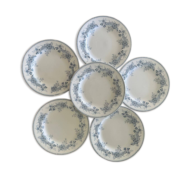 6 assiettes plates en terre de fer