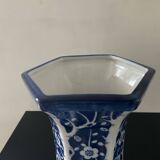 Vintage porcelain vase with white and blue decor