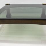 Luciano Frigerio Midcentury Italian Wood and Brass Coffee Table "Ussaro",70