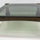 Luciano Frigerio Midcentury Italian Wood and Brass Coffee Table "Ussaro",70