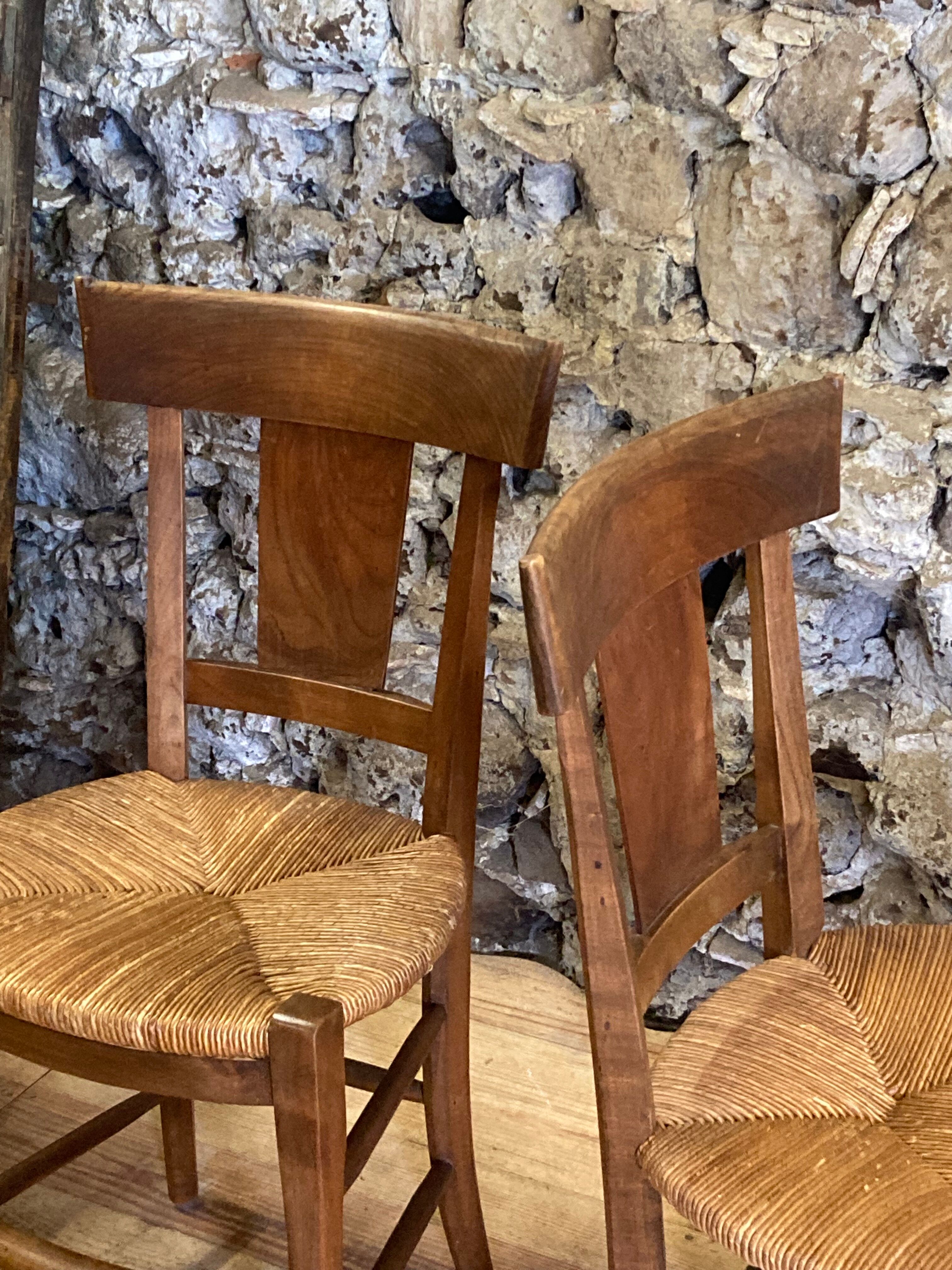 3 rustic chairs mulched solid wood Directoire