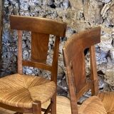 3 rustic chairs mulched solid wood Directoire