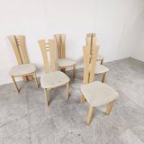 Ensemble de 6 chaises à repas à haut dossier, 1980