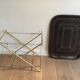 Beautiful table with a brass top and painted sheet metal