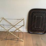 Beautiful table with a brass top and painted sheet metal