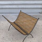 Wrought iron and wicker magazine rack