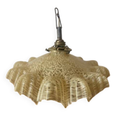 ancienne lampe suspension drapée art deco opaline mouchete