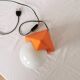 Lampe pyramide céramique, sphère en opaline, postmoderne, 1970.