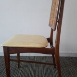 Suite of 6 vintage skai chairs and 60s canned backrest