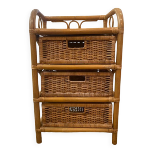 meuble 3 tiroirs en rotin