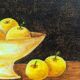 Petit tableau huile sur toile nature morte jaune & marron esprit campagne