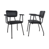 Fauteuils en skaï noir 1950