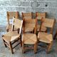 6 chaises en noyer et paillées