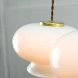 Mid-Century Italian Opaline Glass & Brass Pendant Lamp, set of 3
