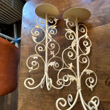 Pair of wrought iron candle holders