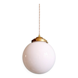 Art Deco pendant light in white opaline, 1920s-30s