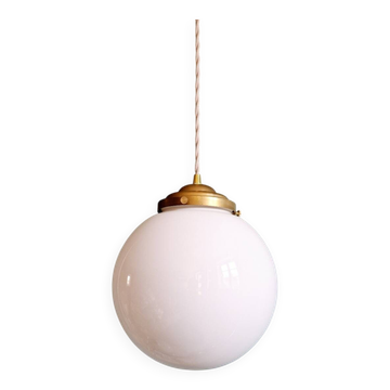 Suspension Art Déco en opaline blanche, années 1920-30