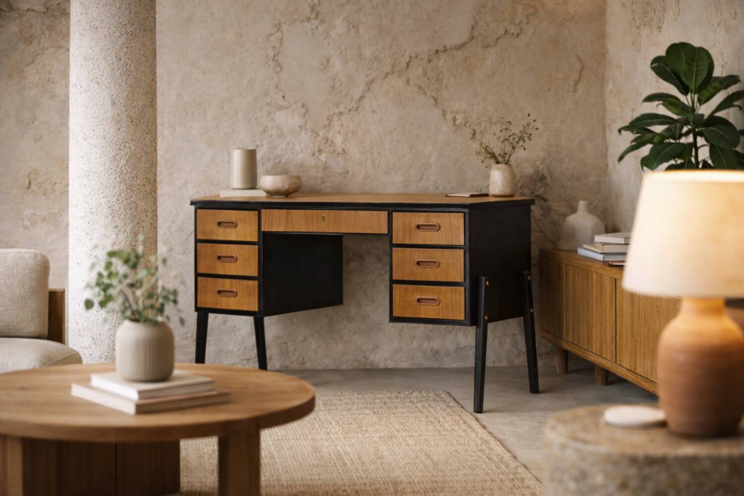 Vintage Mid-Century Swedish Modern Teak Desk, 1960s