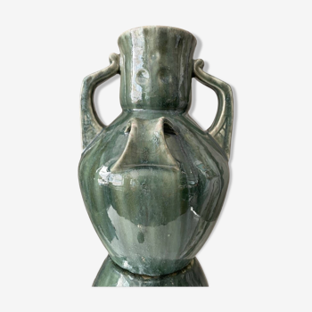 Amphore-shaped vase attributed to denbac deco bouquet of flowers