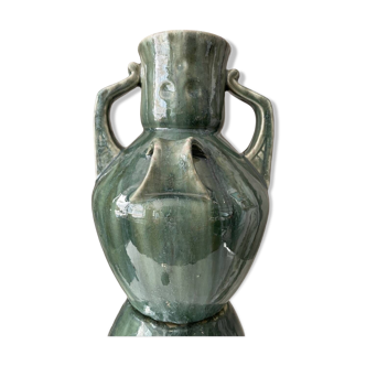 Vase forme amphore attribue a denbac deco bouquet de fleurs