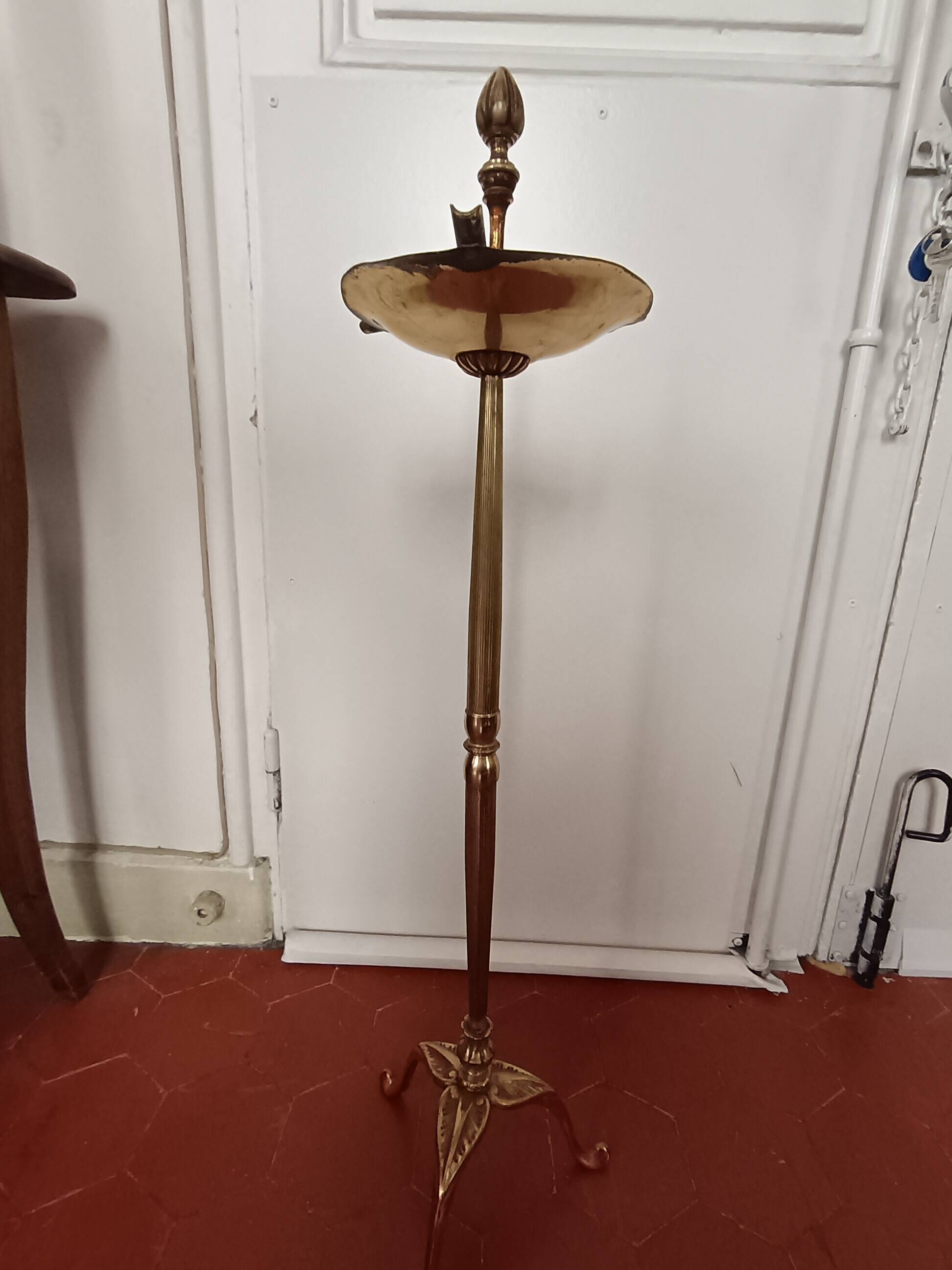 Brass ashtray on stand