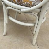 Vintage White Rattan/Bamboo Garden Furniture Set with 2 Chairs and a Stool