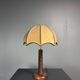 Midcentury brutalist wood turned mushroom table lamp, Charles Dudouyt style