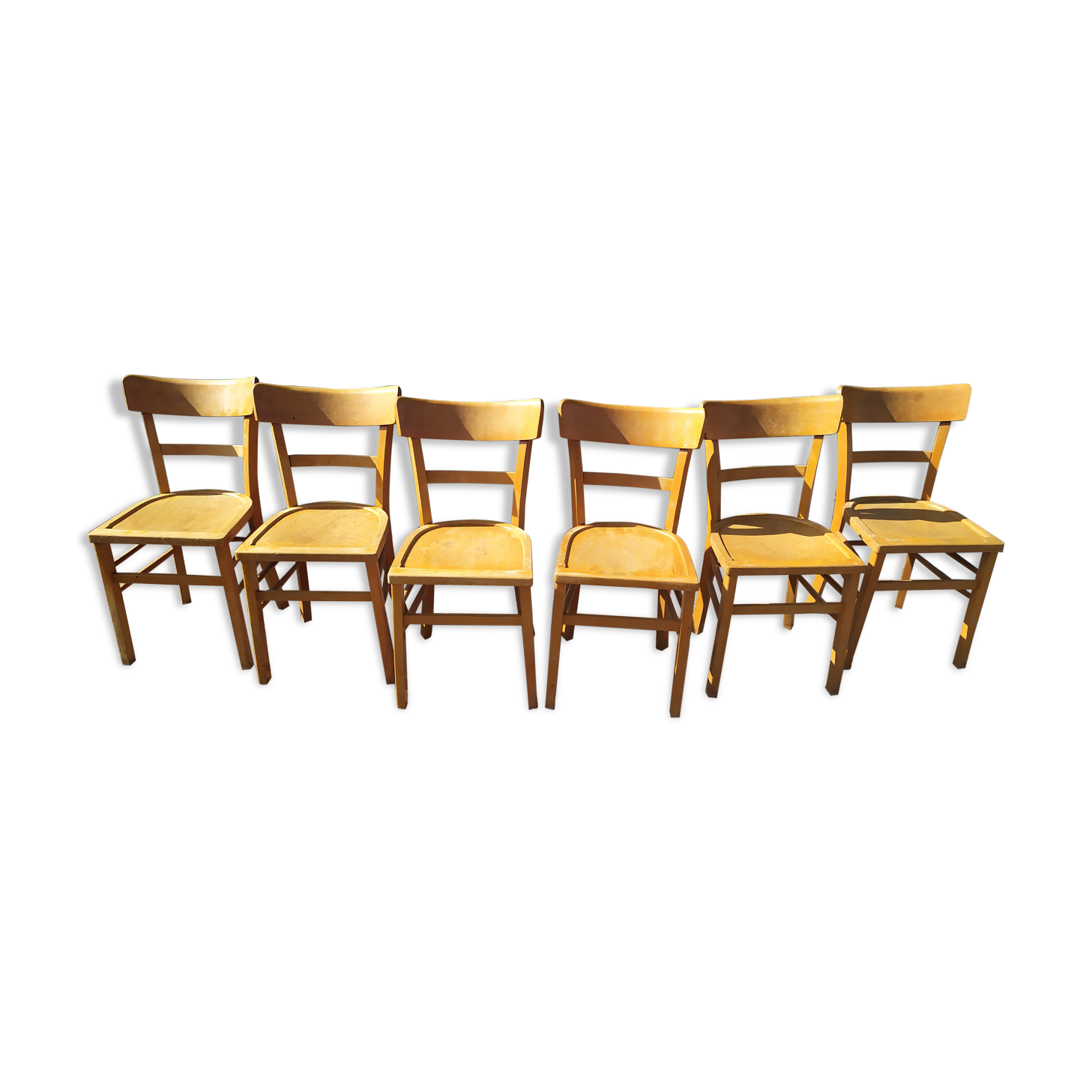 Set of 6 wooden bistro chairs 50/60s