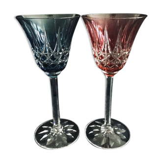 Pair of Rhine Roemer wine glasses in Saint Louis crystal model Tarn