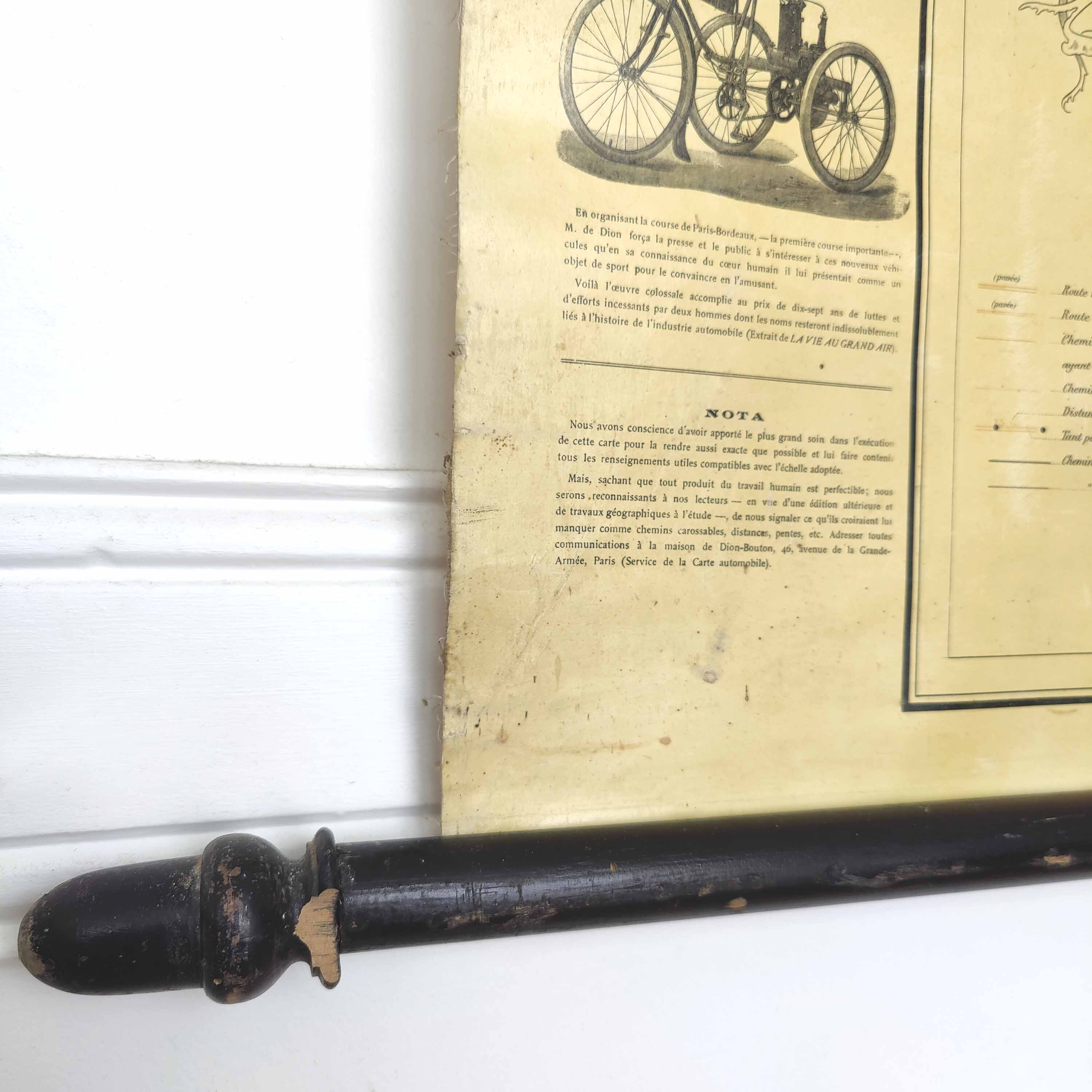 map of France 1900 of Dion Bouton Art Nouveau