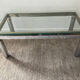 Vintage coffee table in brass and chrome metal from the 70s