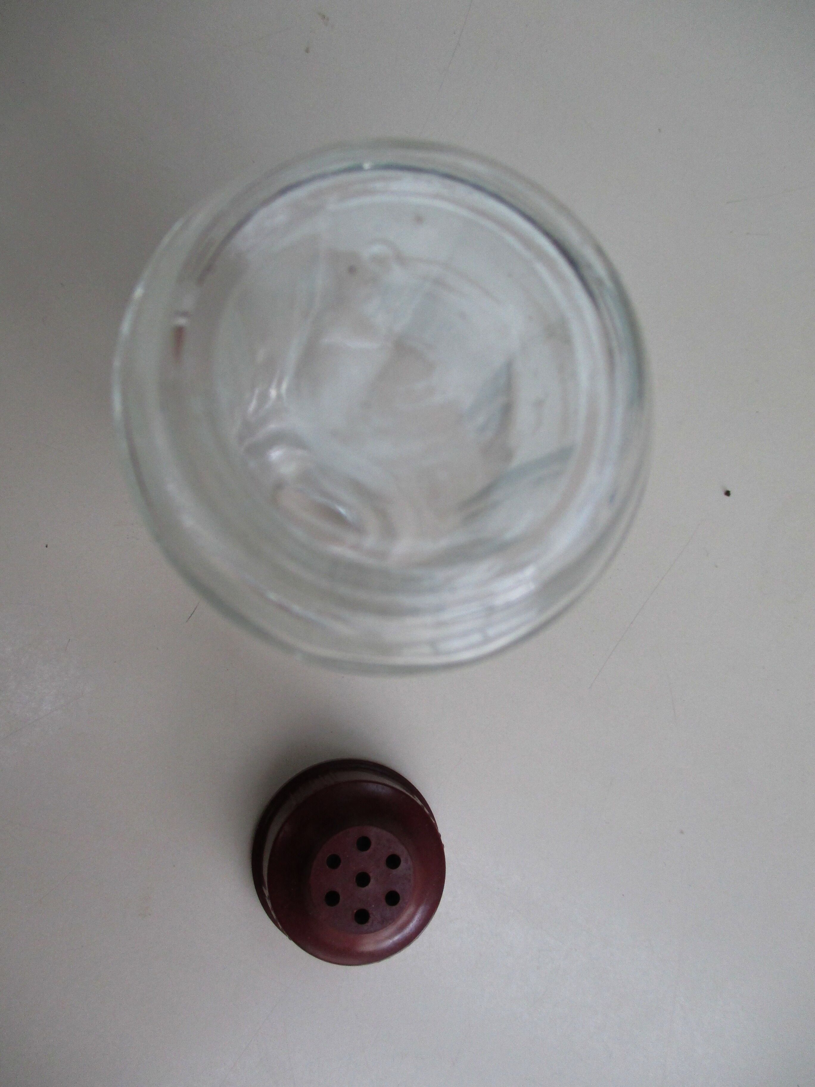 Glass and Bakelite art deco salière