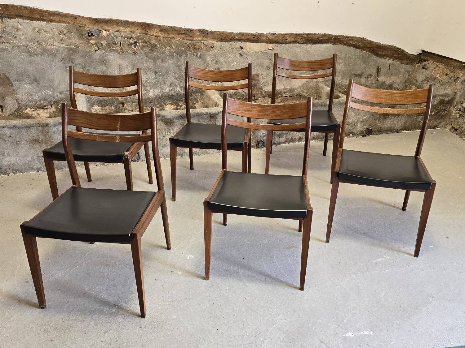 6 Scandinavian style teak chairs 1960