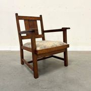 Fauteuil en chêne de l'École de La Haye, Art Déco néerlandais vers 1920 (2 sur 2)