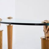 Solid oak and bronze glass console signed Garouste & Bonetti 1995