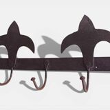 Antique French Provincial Wrought Iron Coat or Hat Rack with Fleur-de-Lis