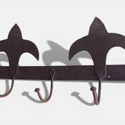 Antique French Provincial Wrought Iron Coat or Hat Rack with Fleur-de-Lis