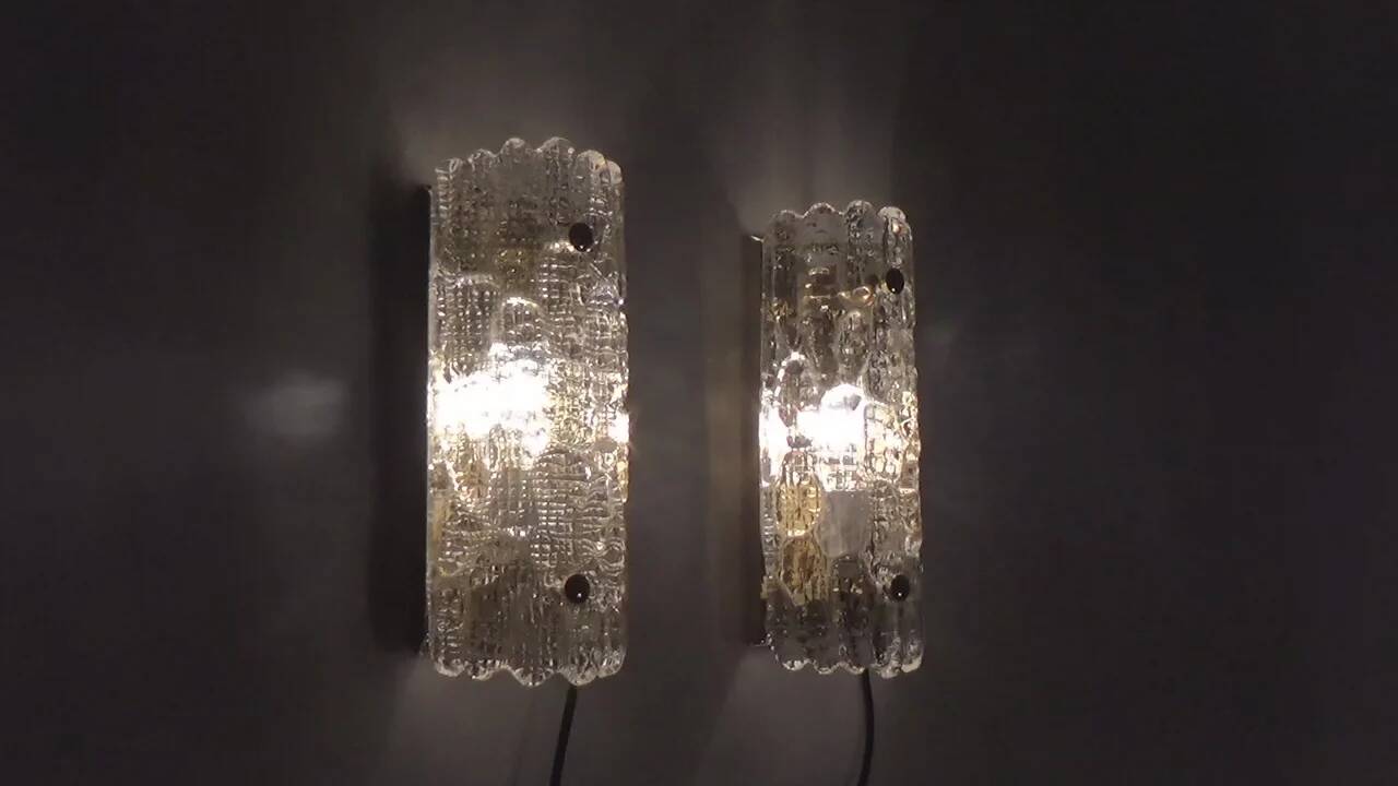 Wall lamps by Carl Fagerlund, Orrefors glass by Lyfa Denmark model Gefion