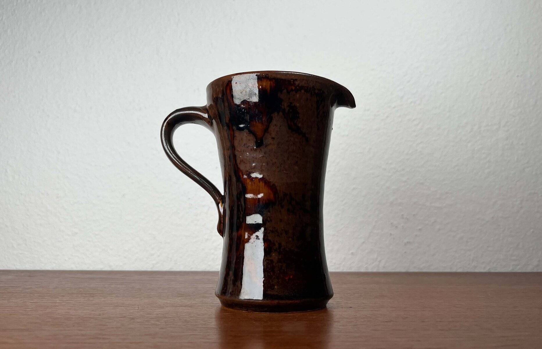 Ceramic vase carafe from a German studio from the mid-century by Till Sudeck, 1960s.