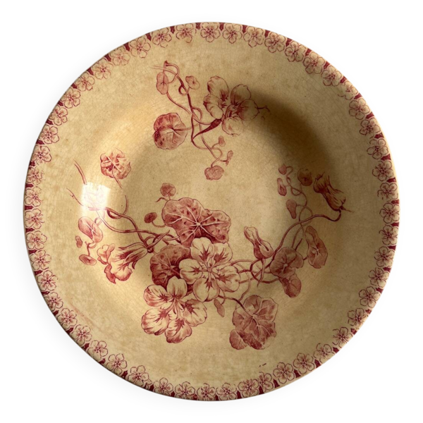 Assiette creuse terre de fer gien capusine 1862