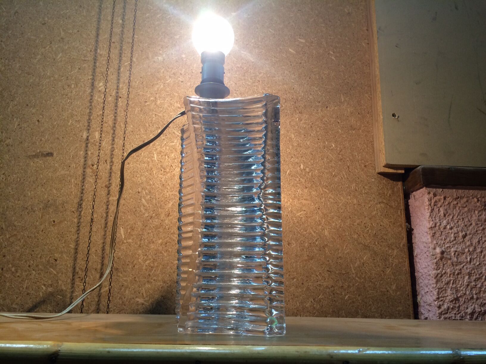 Vintage crystal lamp foot signed daum france - 70s