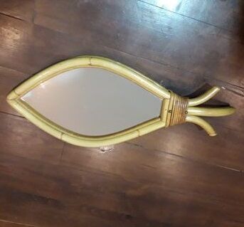 Rattan fish mirror 59 X 27cm
