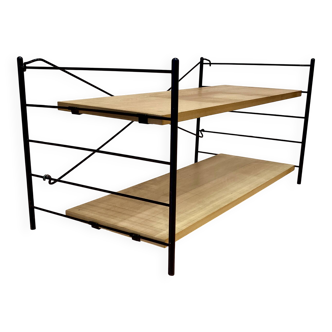 Étagère modulable métal et bois design 1960.