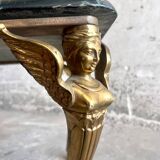 Vintage Dark Green Marble Coffee Table with Gilded Metal Ornate Legs, Mid-Century