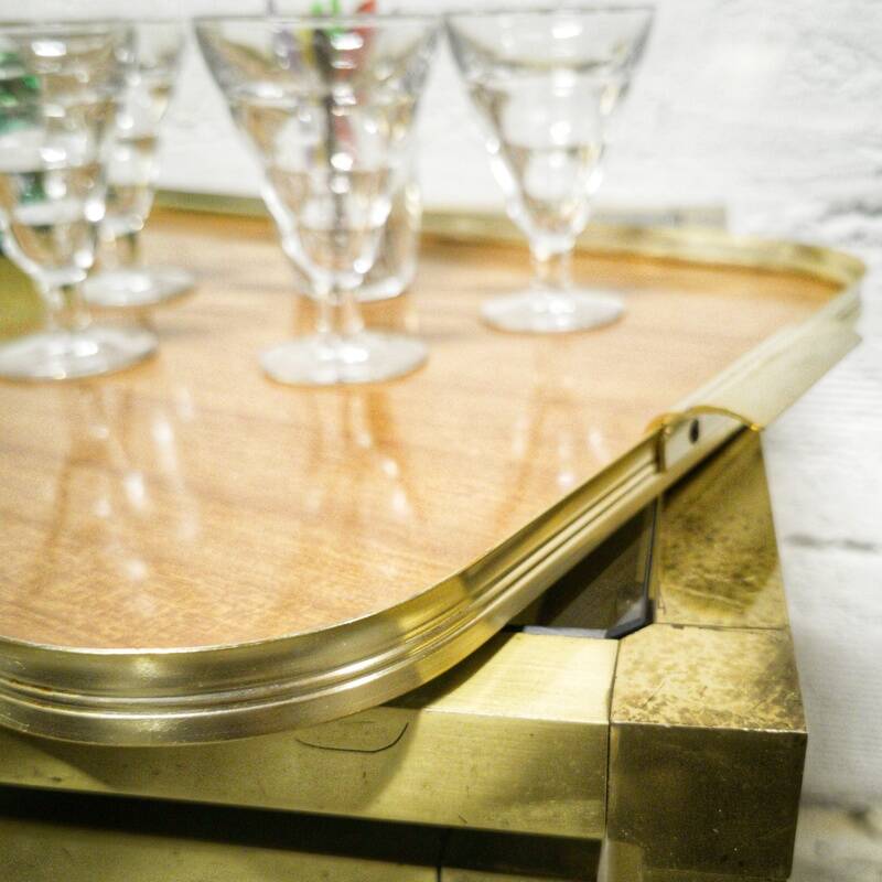 Vintage gold metal and Formica tray