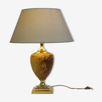 Lampe en laiton et cuir de pécari