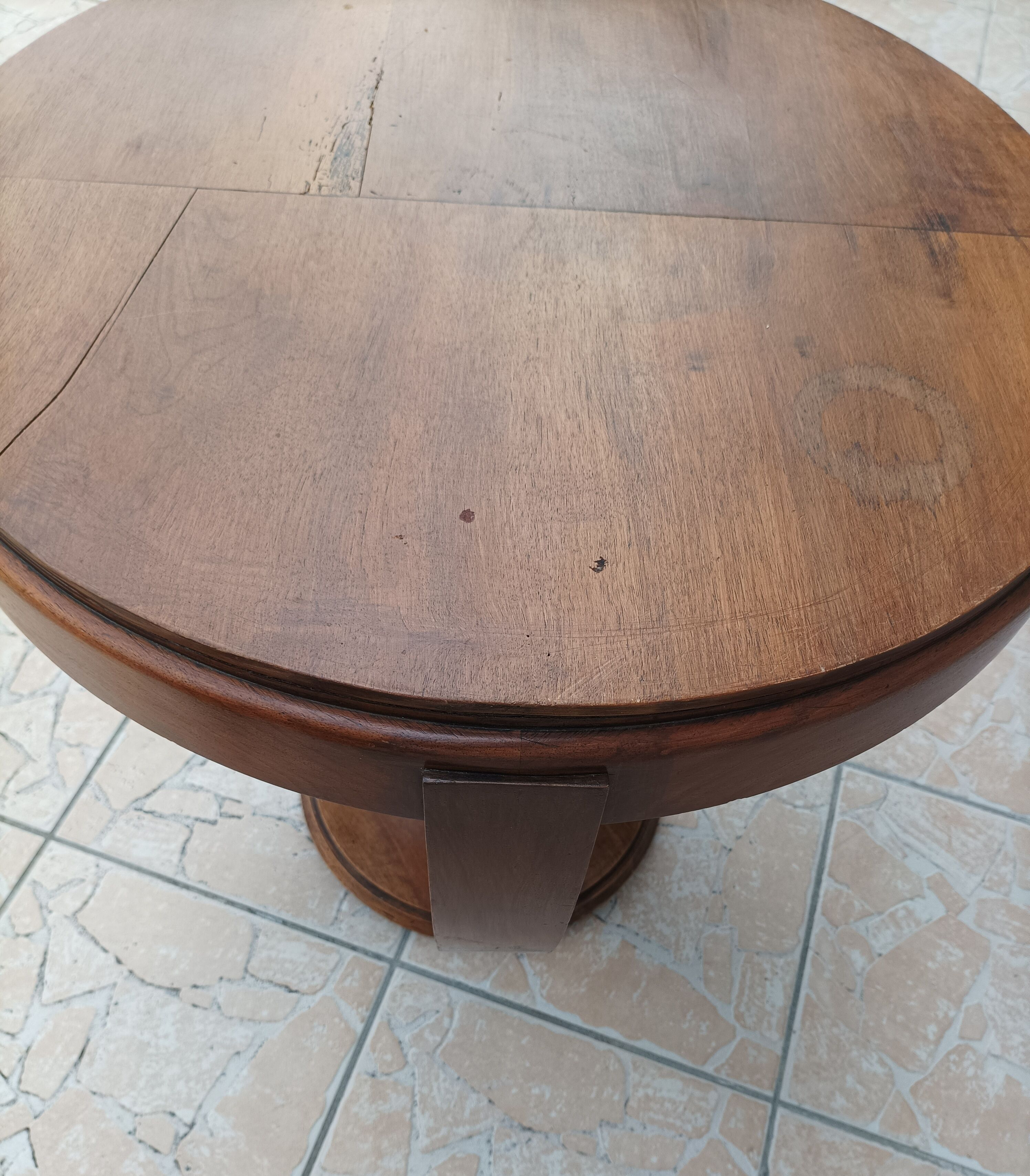 Art Deco pedestal table walnut side table