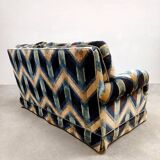 Vintage design Luxury velvet lounge sofa 2 seater 'Geometric lines'