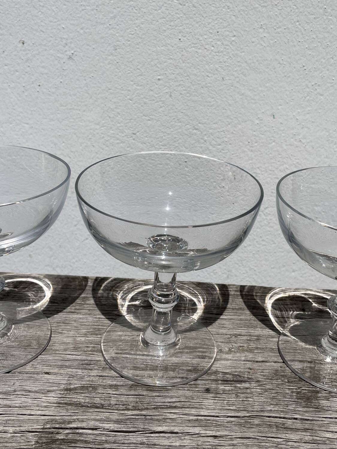 8 antique blown glass cocktail glasses