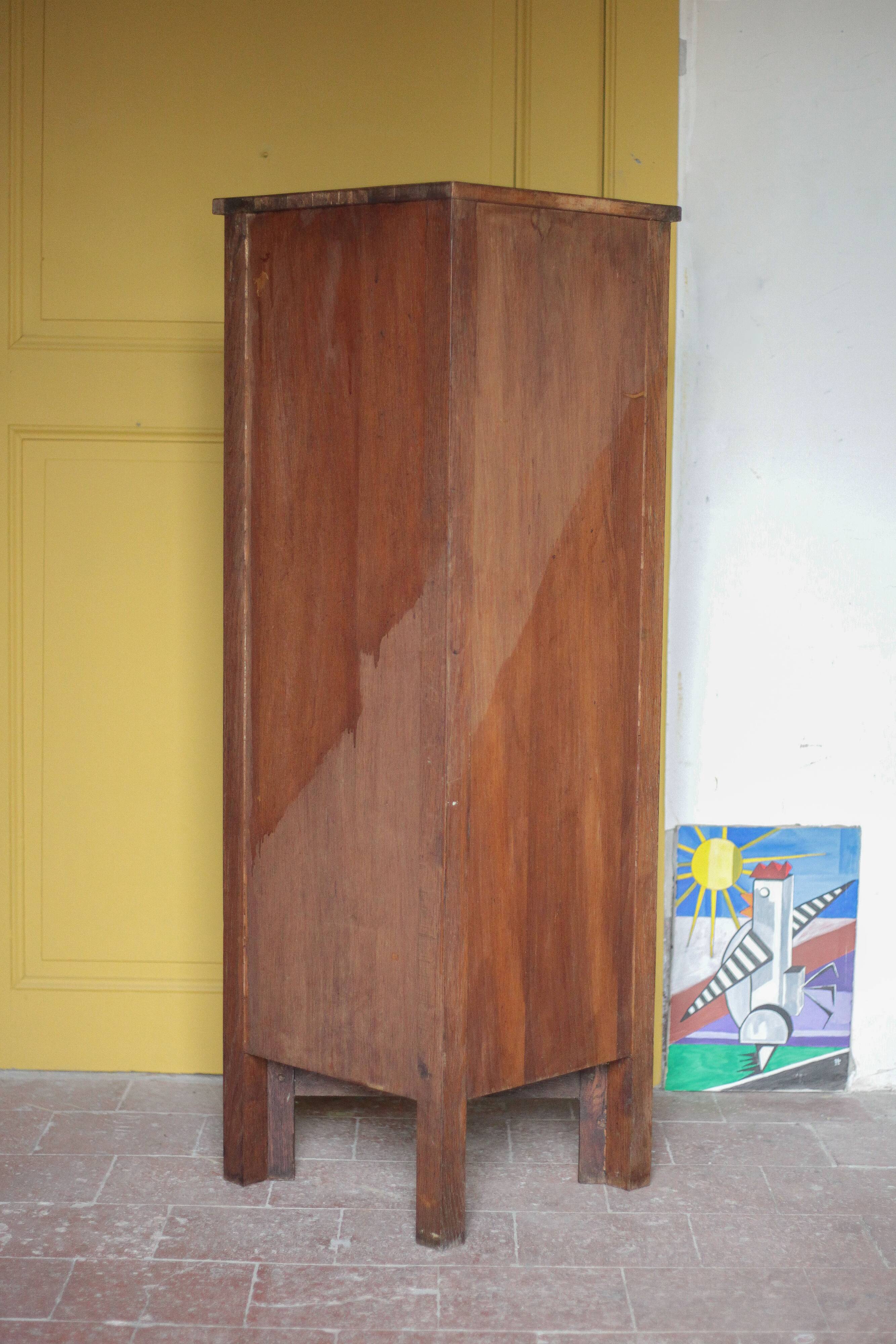 Corner cabinet wood, vintage corner furniture, storage, sideboard